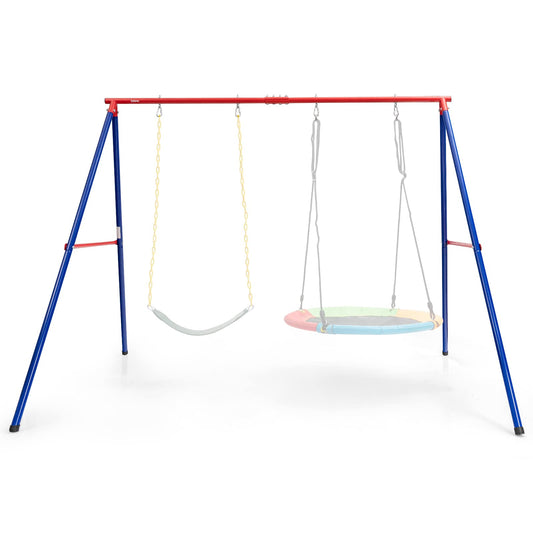DREAMADE A-förmiges Schaukelgestell aus Stahl, bis 300kg belastbar, Hängesesselgestell für Kinder & Erwachsene, Doppelschaukel Gestell für Kinderschaukel & Storchennest (Nur Schaukelgestell-Rot)