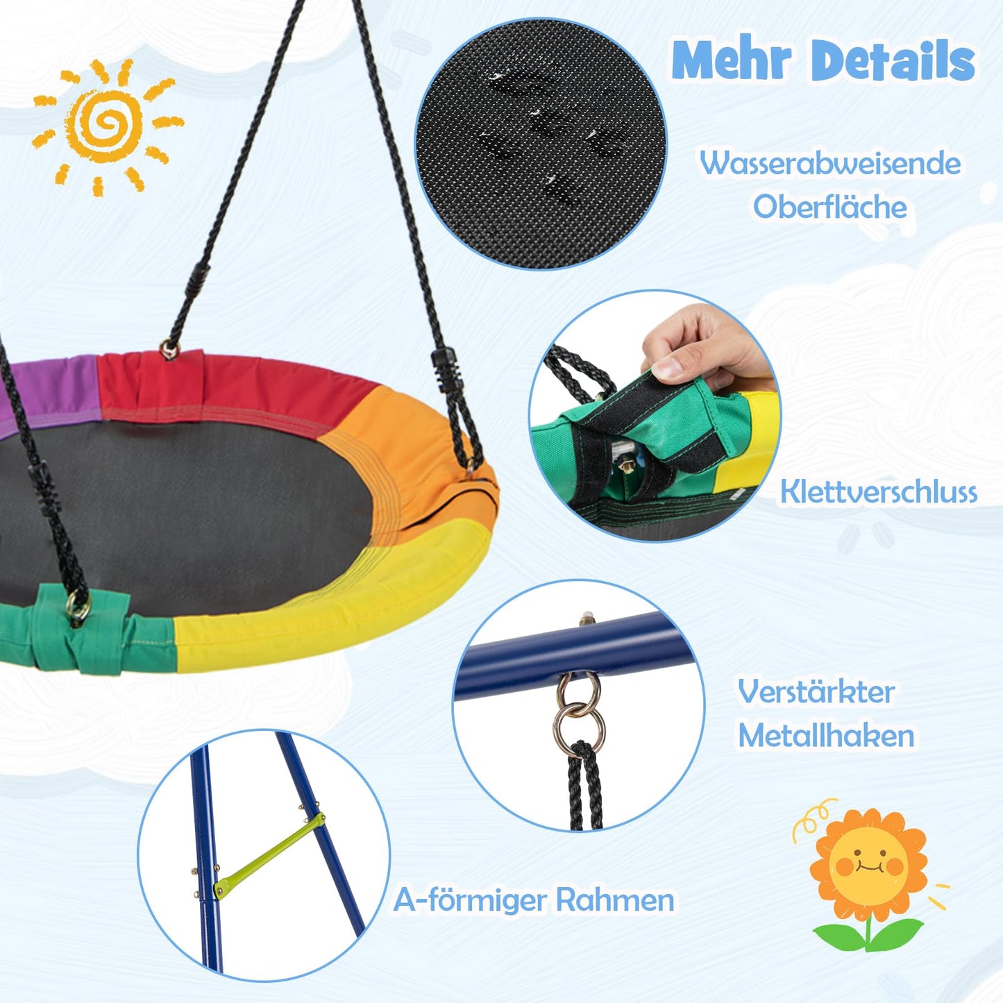 DREAMADE 4 in 1 Schaukelgestell mit 2 Kinderschaukel & Rutsche & Basketballkorb, Gartenschaukel Schaukelgerüst mit 2 Schaukeln, Kinderschaukel Outdoor mit Schaukelgestell aus Metall für Kinder ab 3