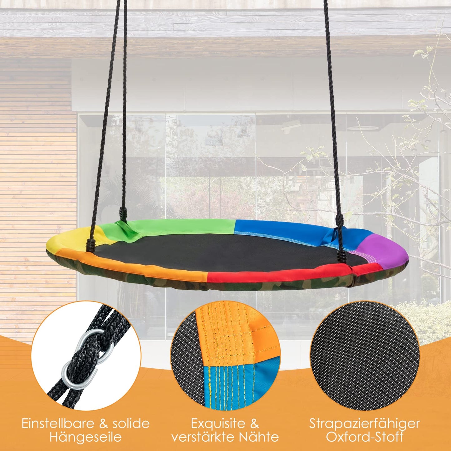 DREAMADE Doppelschaukel mit Schaukelgestell, bis 300kg belastbar, Gartenschaukel Kinderschaukel Outdoor für Kinder Garten Schaukelgerüst Schaukelset mit Metallgestell (Schaukelgestell+2 Schaukeln)